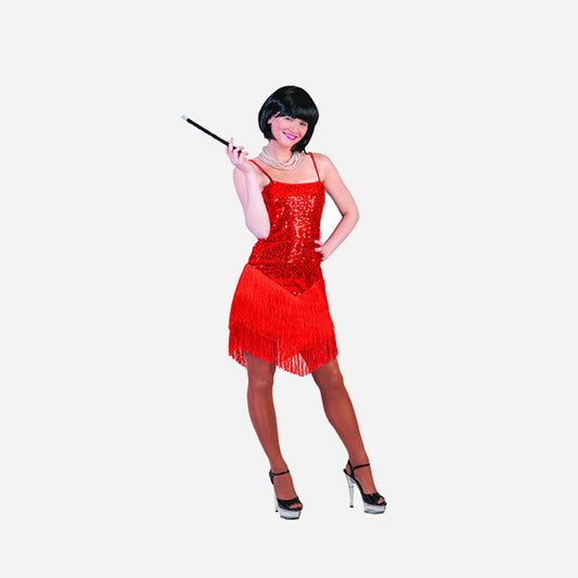 Robe Charleston à sequins rouge