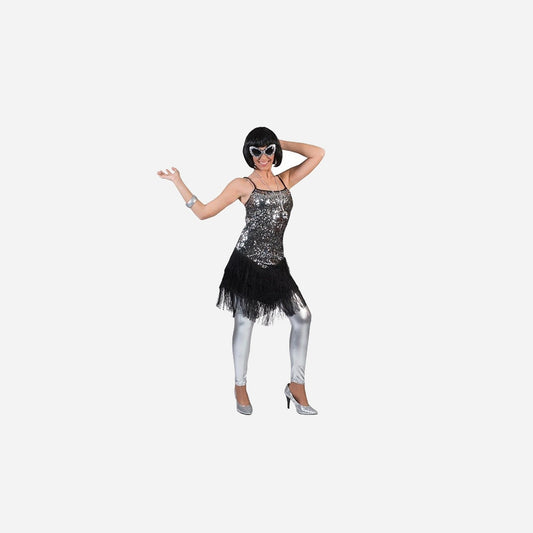 Robe Charleston à sequins noir & argent