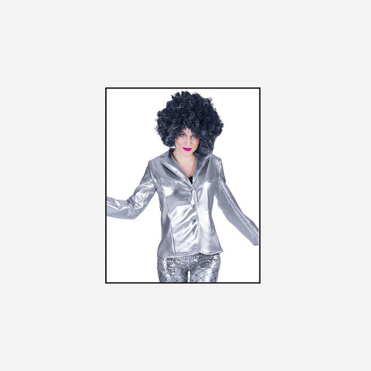 Veste disco métallisée argent femme