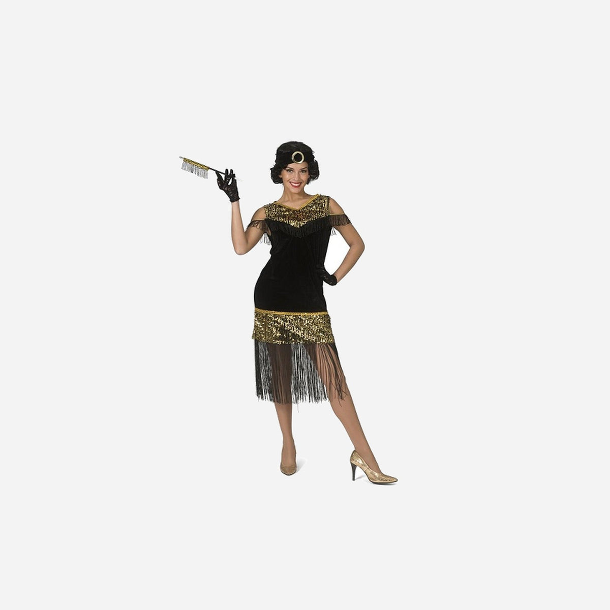 Robe Charleston noire et sequins dorés 2 pièces