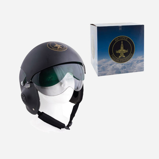 Casque de pilote noir avec visière