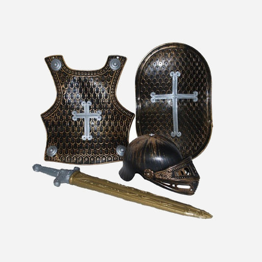 Set chevalier casque armure épée & bouclier "CROIX" pour enfant