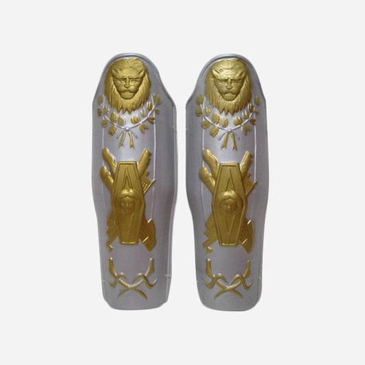 Paire de protège-tibias de chevalier lion