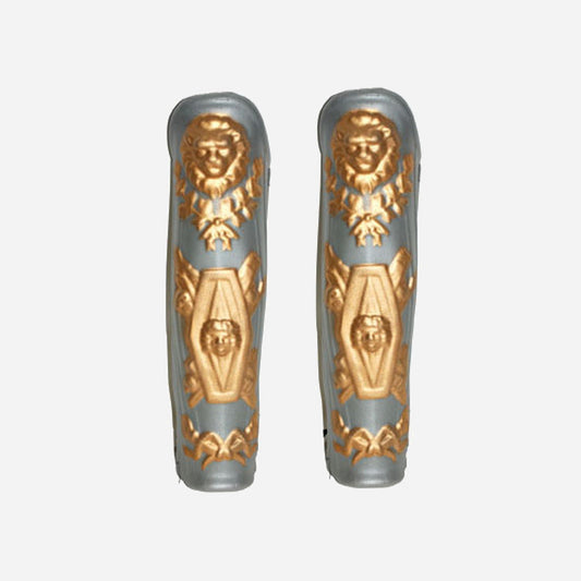 Paire de protège-tibias de chevalier lion doré