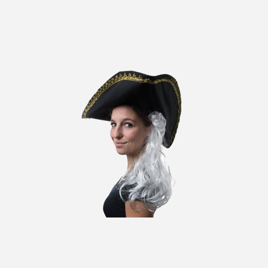 Chapeau tricorne avec cheveux