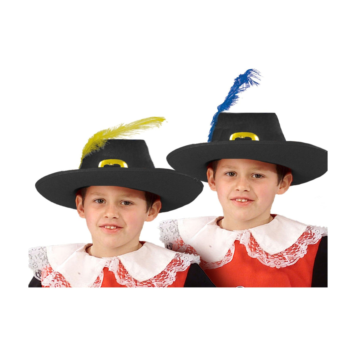 Chapeau mousquetaire avec plume assorti enfant
