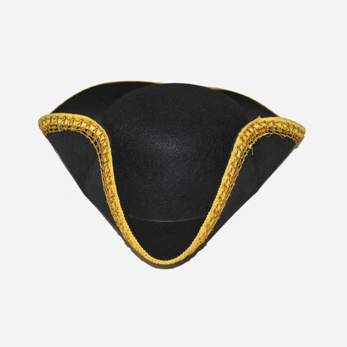 Chapeau tricorne feutrine bordure doré