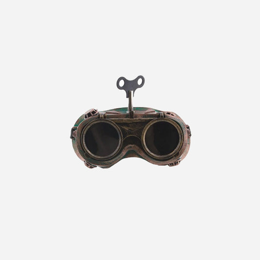 Lunettes steampunk bronze avec rabat et clef