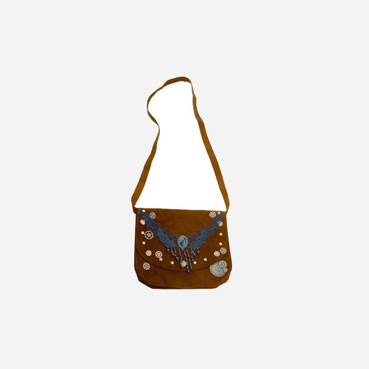 Sac steampunk marron avec motifs 25 × 22 cm