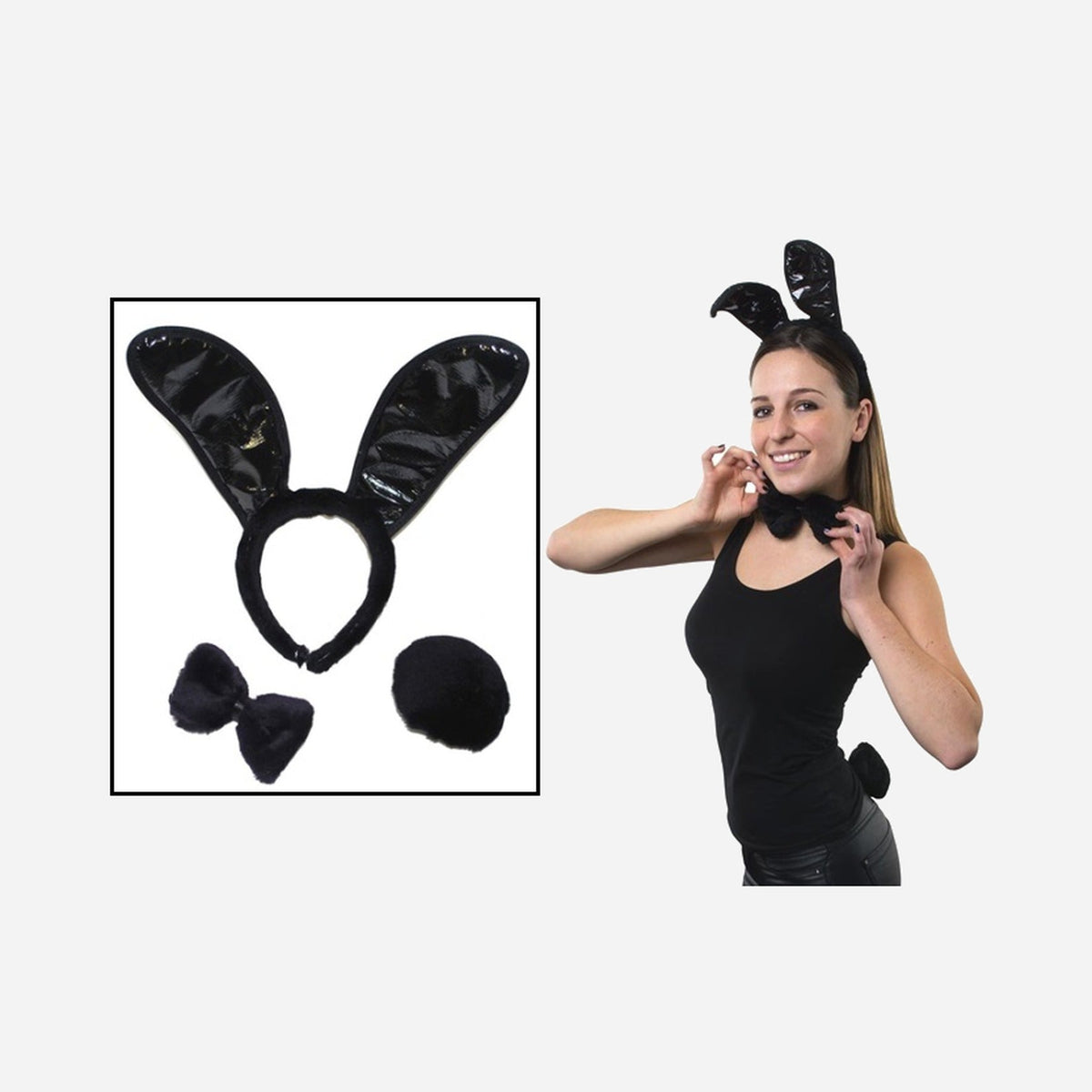 Set déguisement lapin Bunny's noir 3 pièces