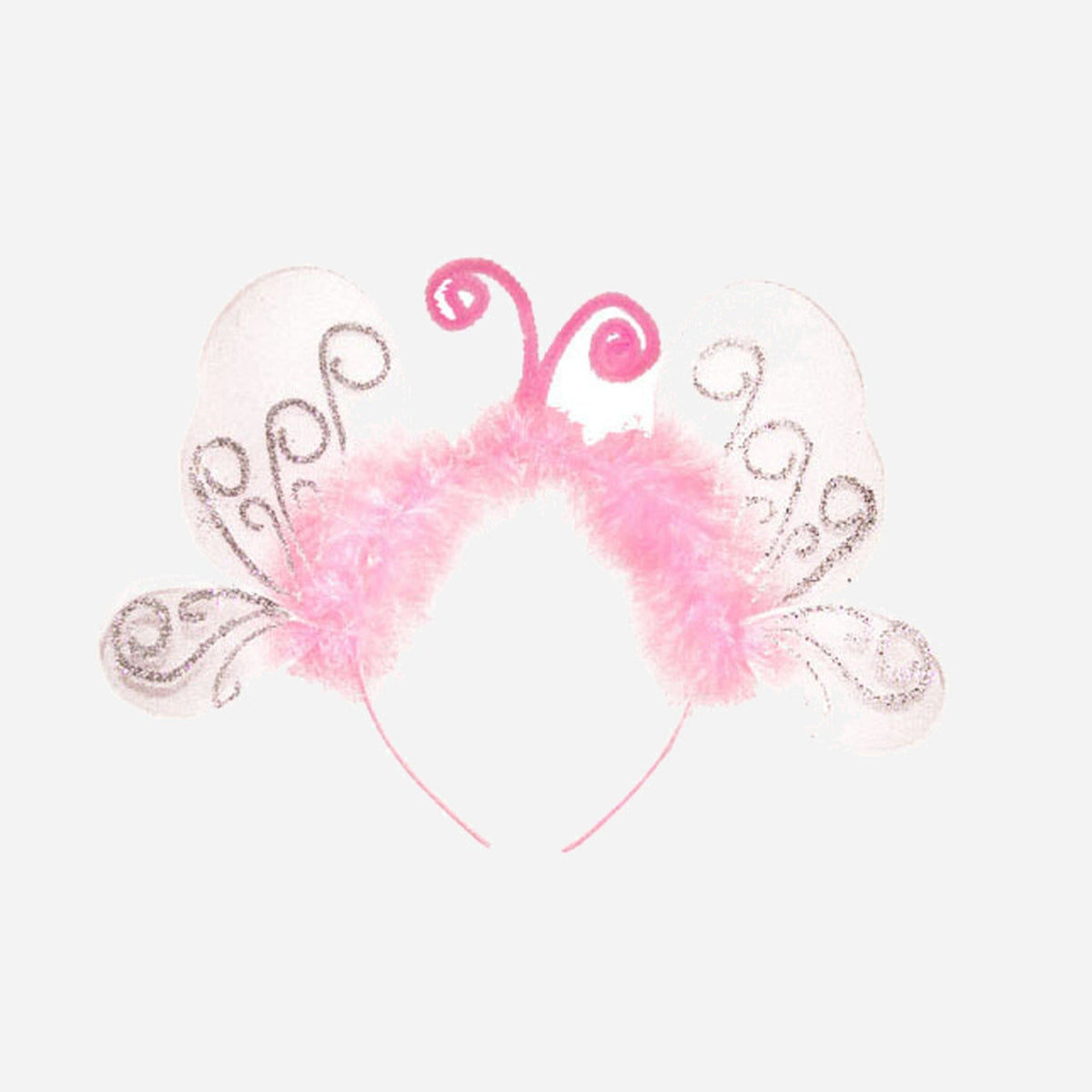 Serre-tête ailes et antennes de papillon rose