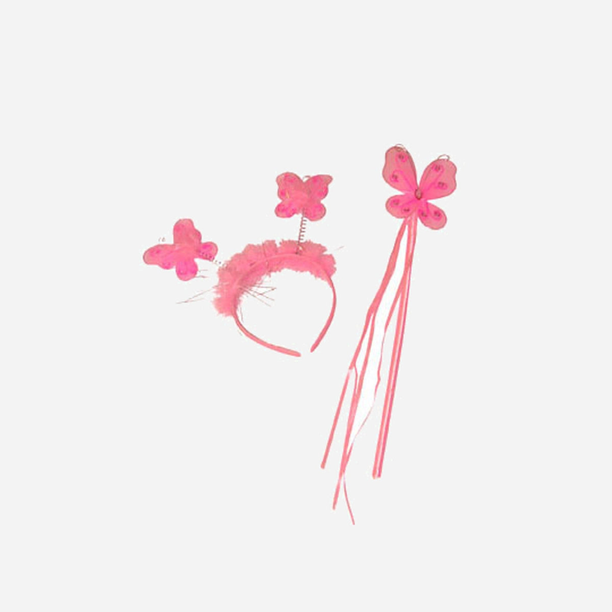 Serre-tête et baguette de fée papillons rose