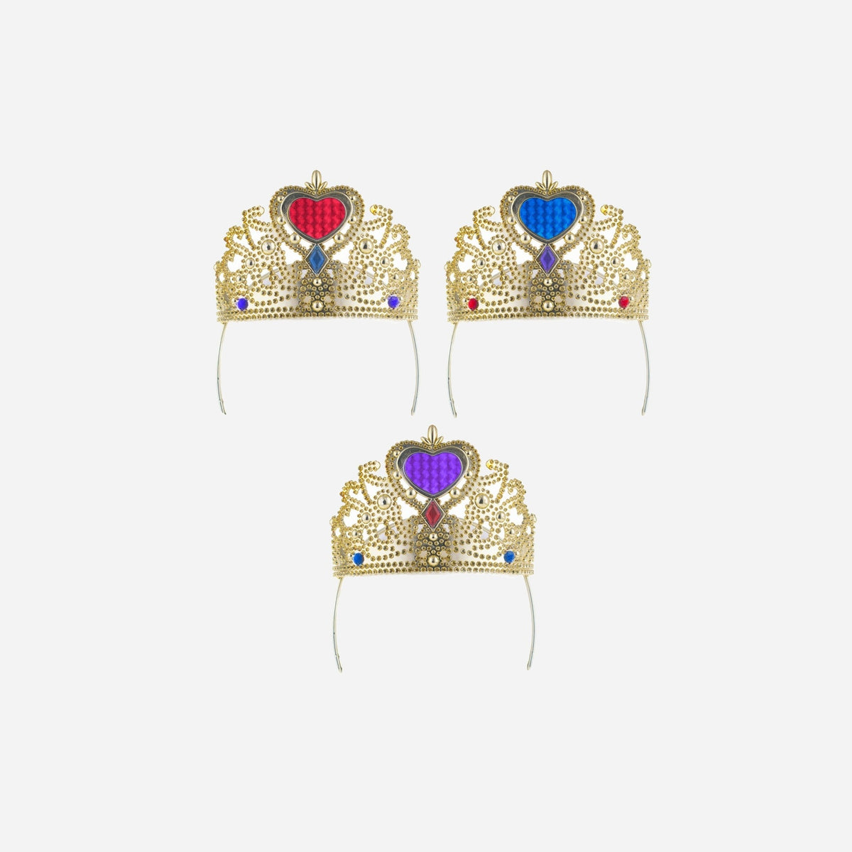 Serre-tête couronne or avec coeur assorti 14 cm