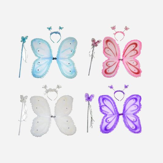 Ailes diadème et baguette de fée papillon assorti
