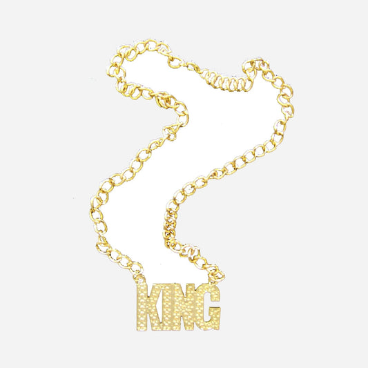 Collier métallique doré king fantaisie