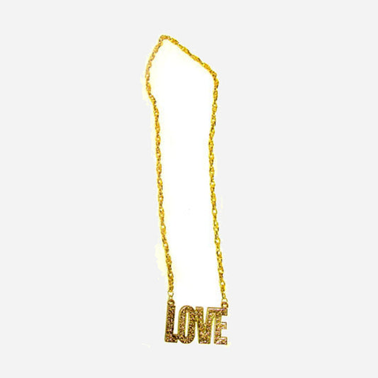 Collier métallique doré love fantaisie