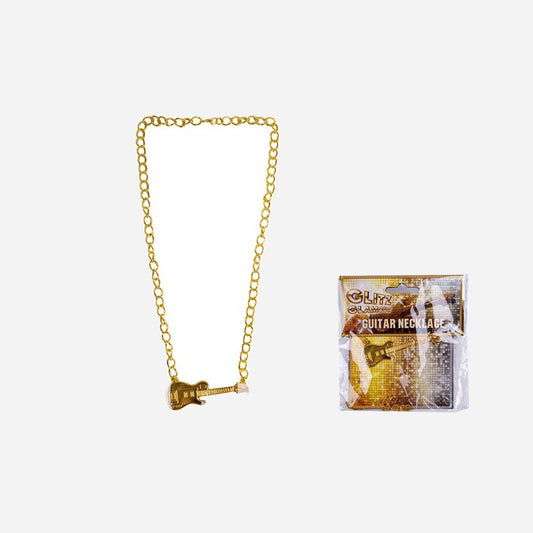 Collier métallique doré guitare fantaisie