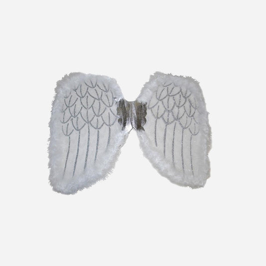 Ailes d'ange avec fourrure et strass blanc 40 cm