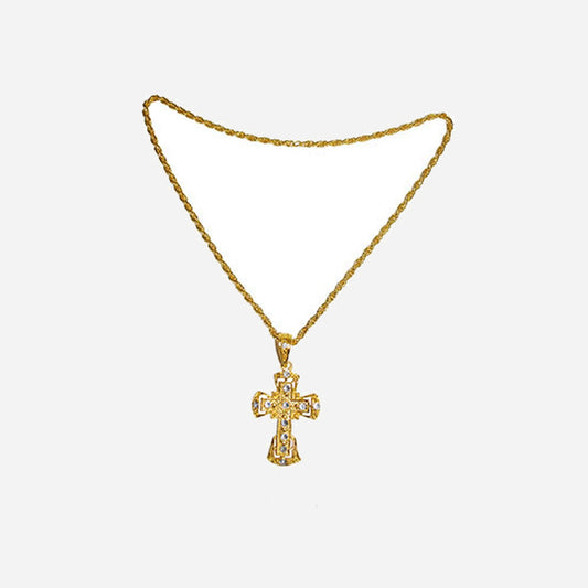 Collier croix métal doré fantaisie