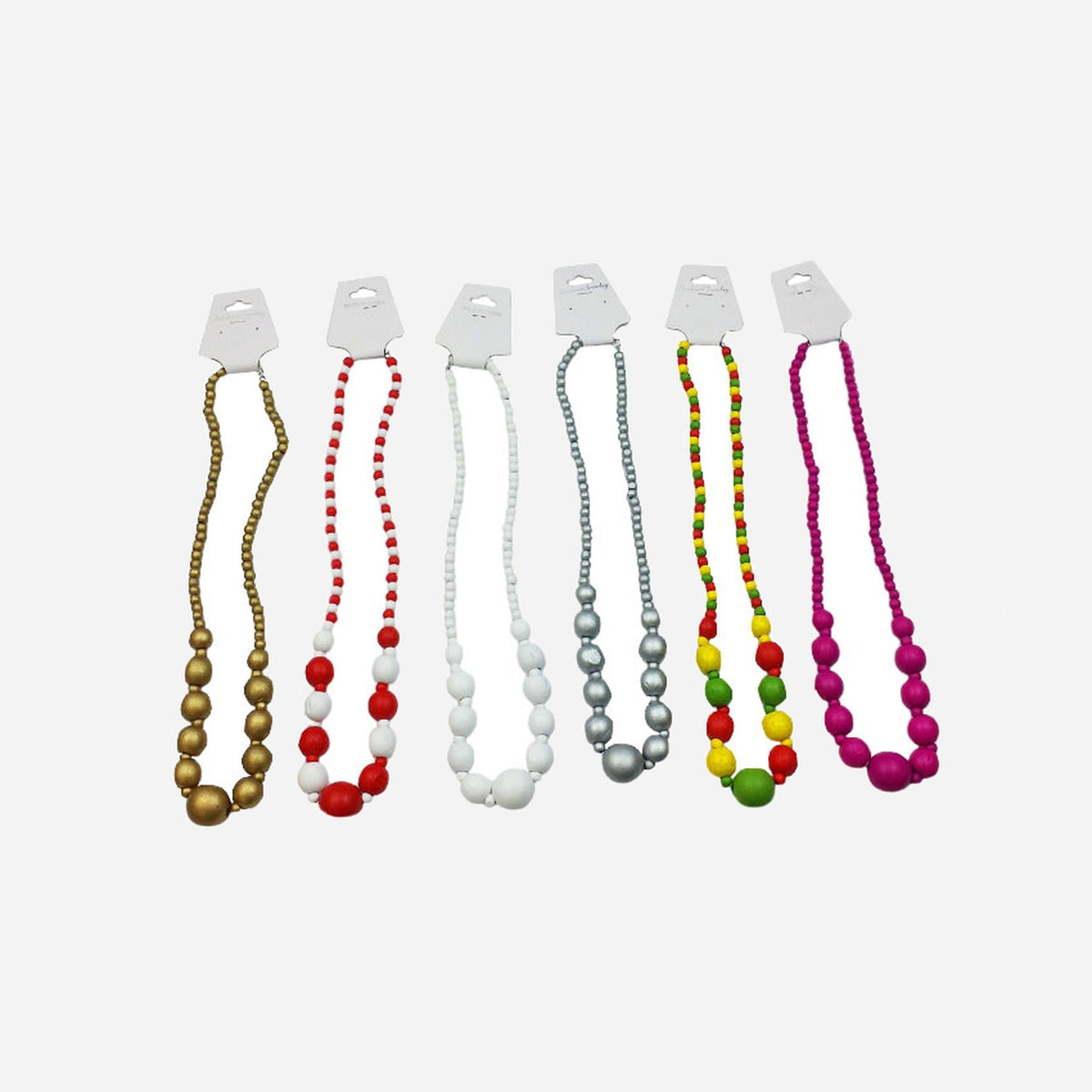 Collier avec grosses perles en bois assorti 32 cm fantaisie
