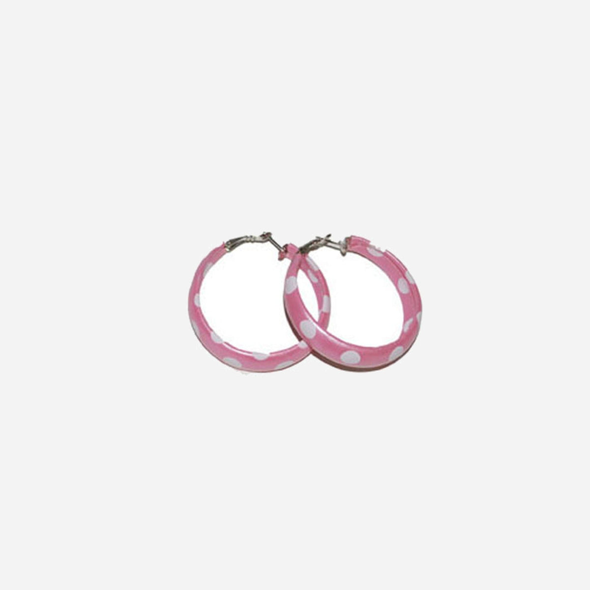 Boucles d'oreilles rose à pois blanc