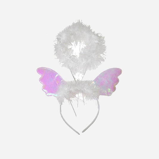Serre-tête auréole et ailes roses d'ange
