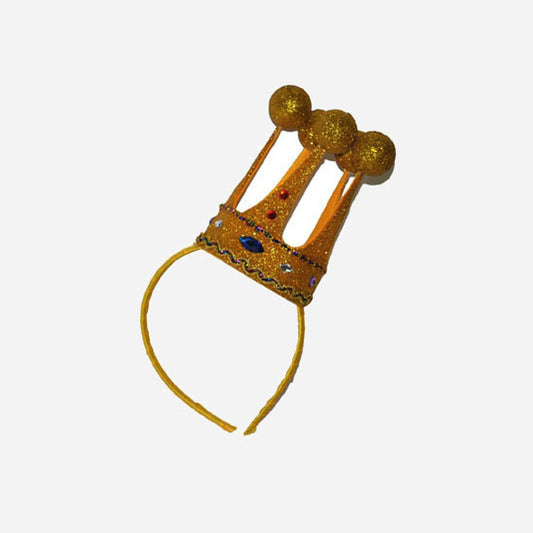 Serre-tête couronne à paillettes or