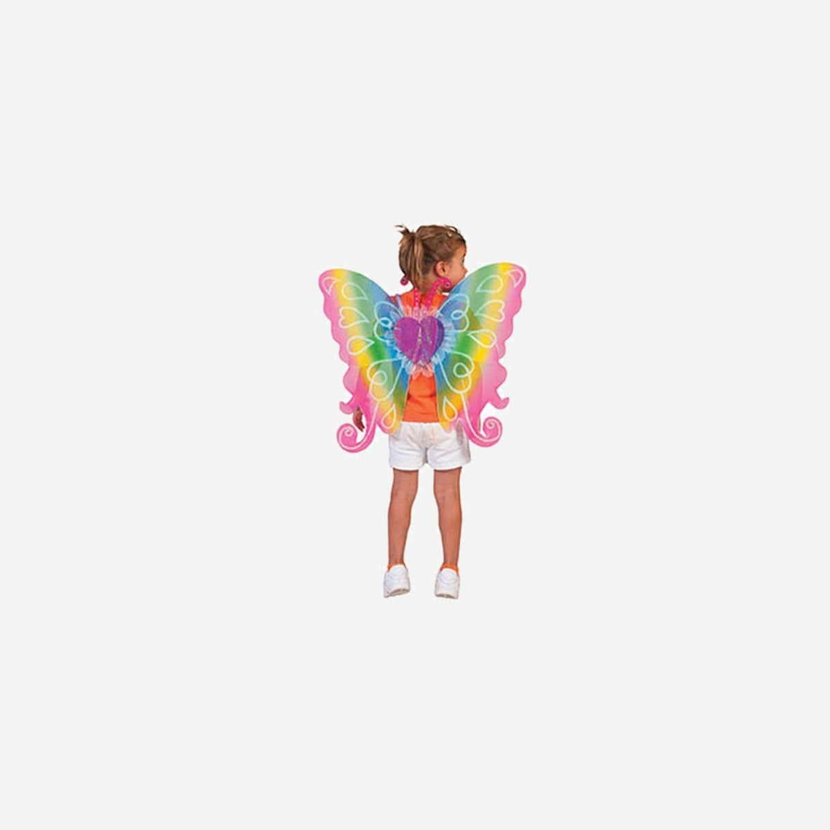 Ailes de fée papillon coeur multicolore 67 cm