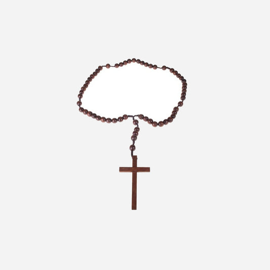 Collier croix style bois géant fantaisie