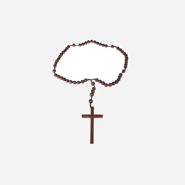 Collier croix style bois géant fantaisie
