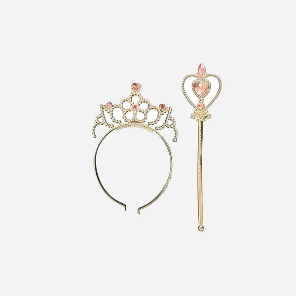 Set de princesse enfant argent et pierres rose 2 pièces