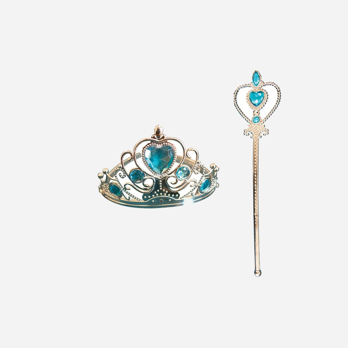 Set de princesse enfant argent et pierres bleu 2 pièces