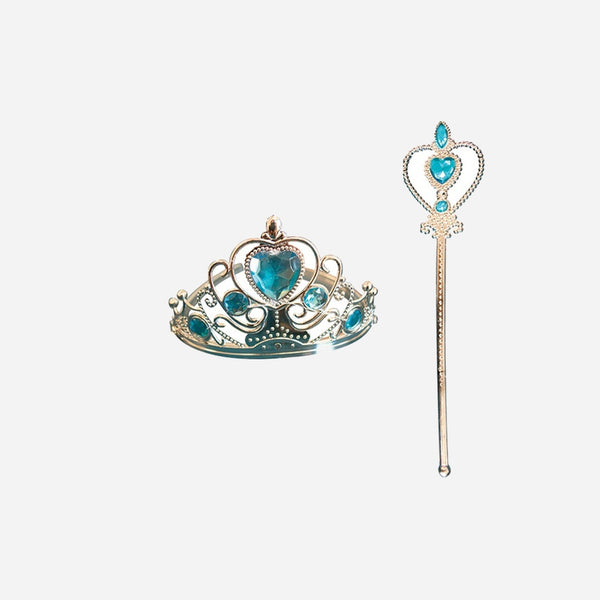Set de princesse enfant argent et pierres bleu 2 pièces