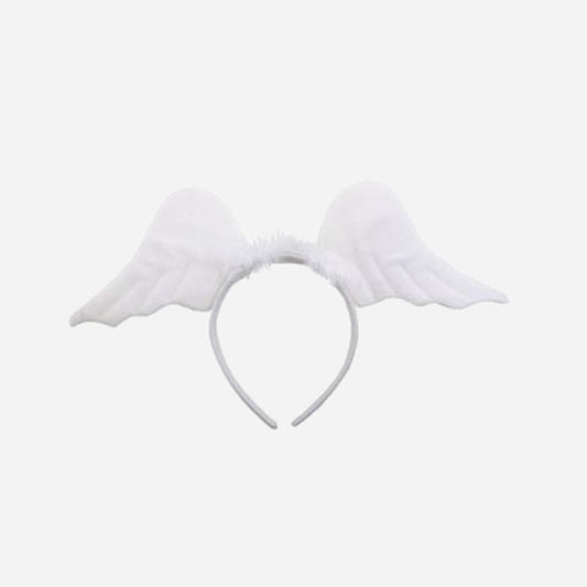Serre-tête ailes d'ange blanc avec fourrure