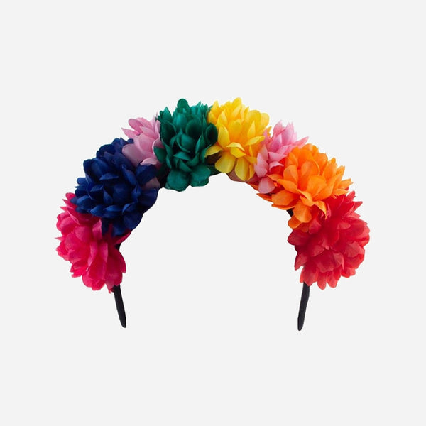 Serre-tête avec fleurs multicolores jour des morts