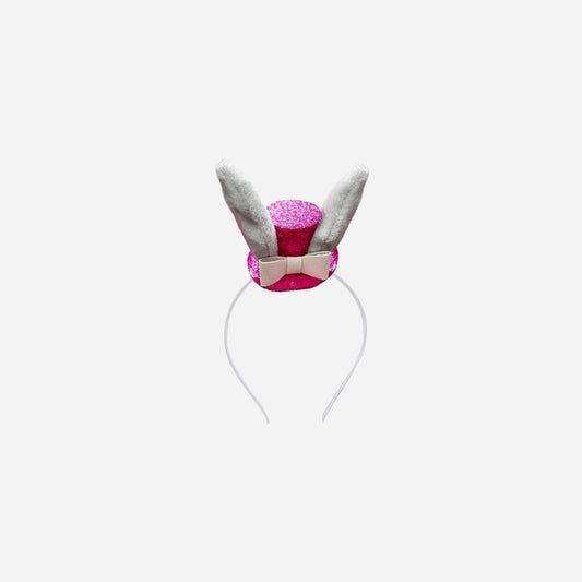 Serre-tête mini chapeau rose avec oreilles de lapin