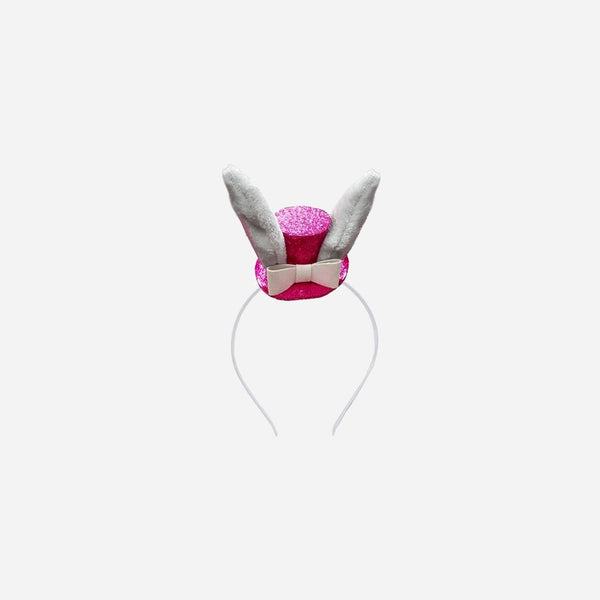Serre-tête mini chapeau rose avec oreilles de lapin