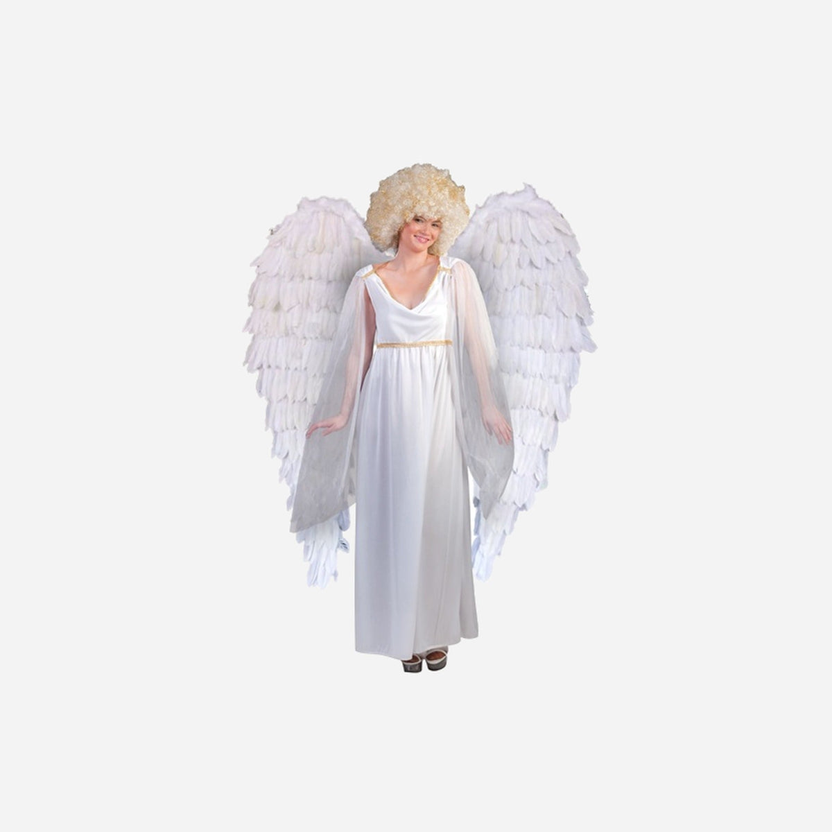 Ailes d'ange géantes plumes blanches 120 × 115 cm