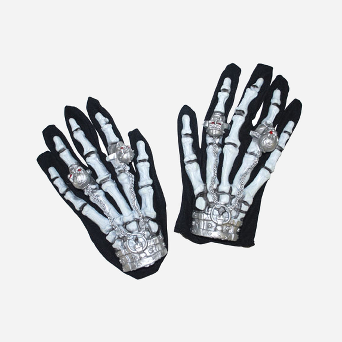 Paire de gants squelette avec bagues lumineuses de déguisement
