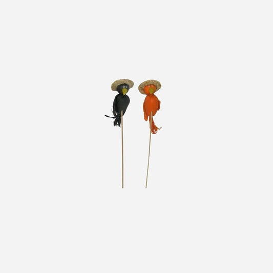 Corneille en paille 16 cm sur pique