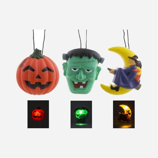 Collier pendentif lumineux LED halloween assorti 13 cm fantaisie