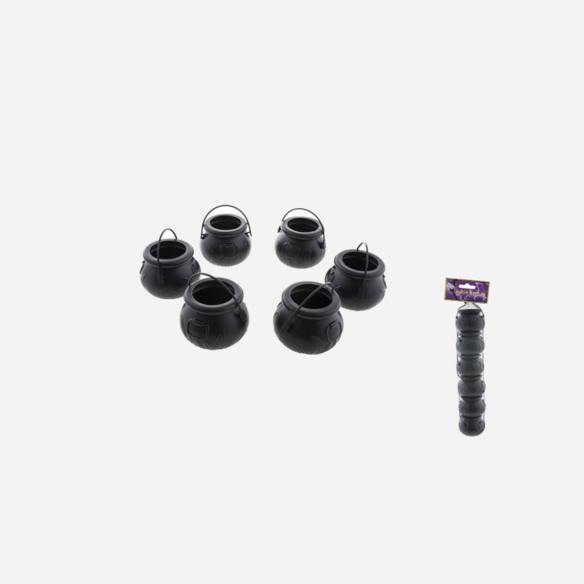 Lot de 6 chaudrons noir de sorcière avec anse 7 × 5 cm