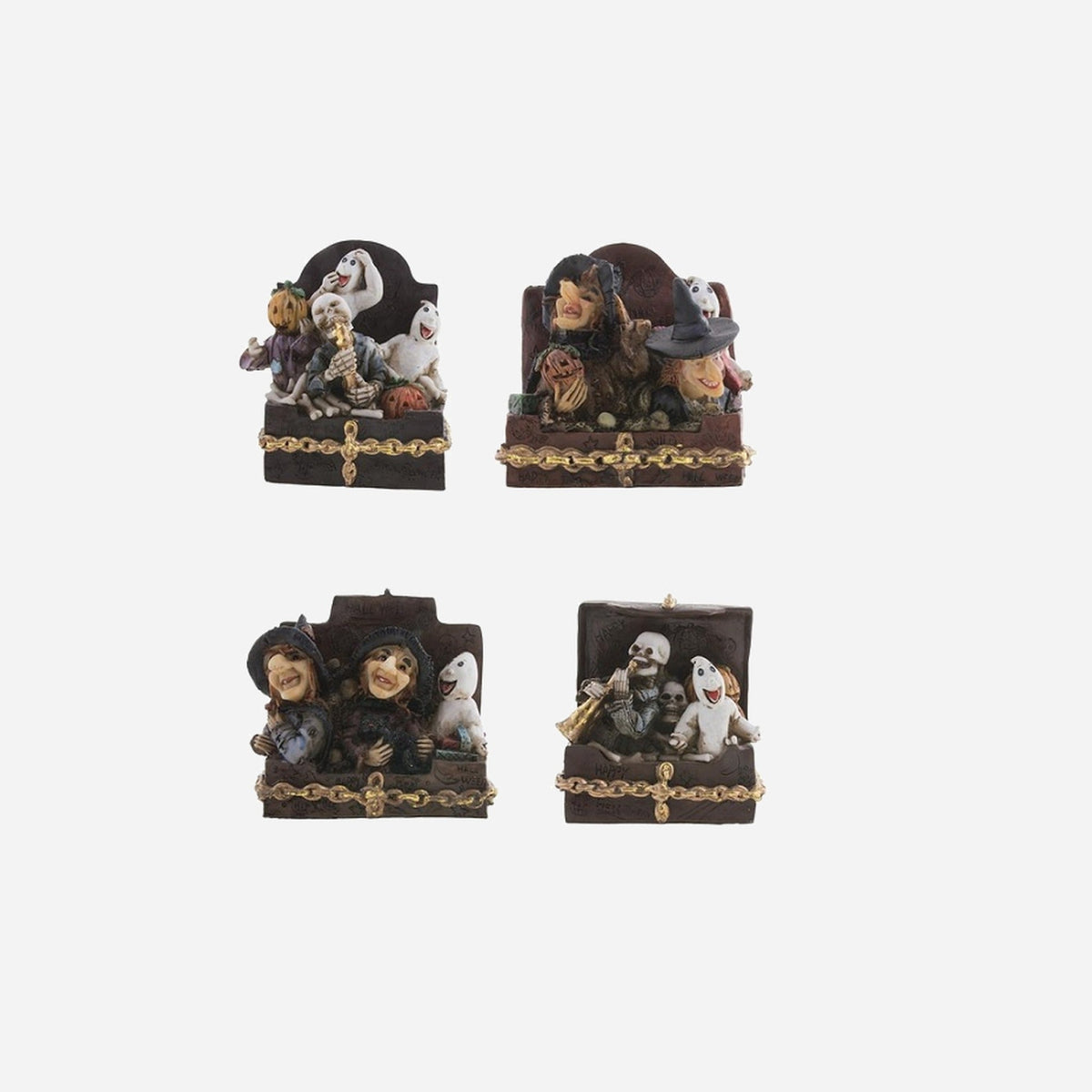 Décoration coffre avec personnages Halloween assorti 10 × 8 cm