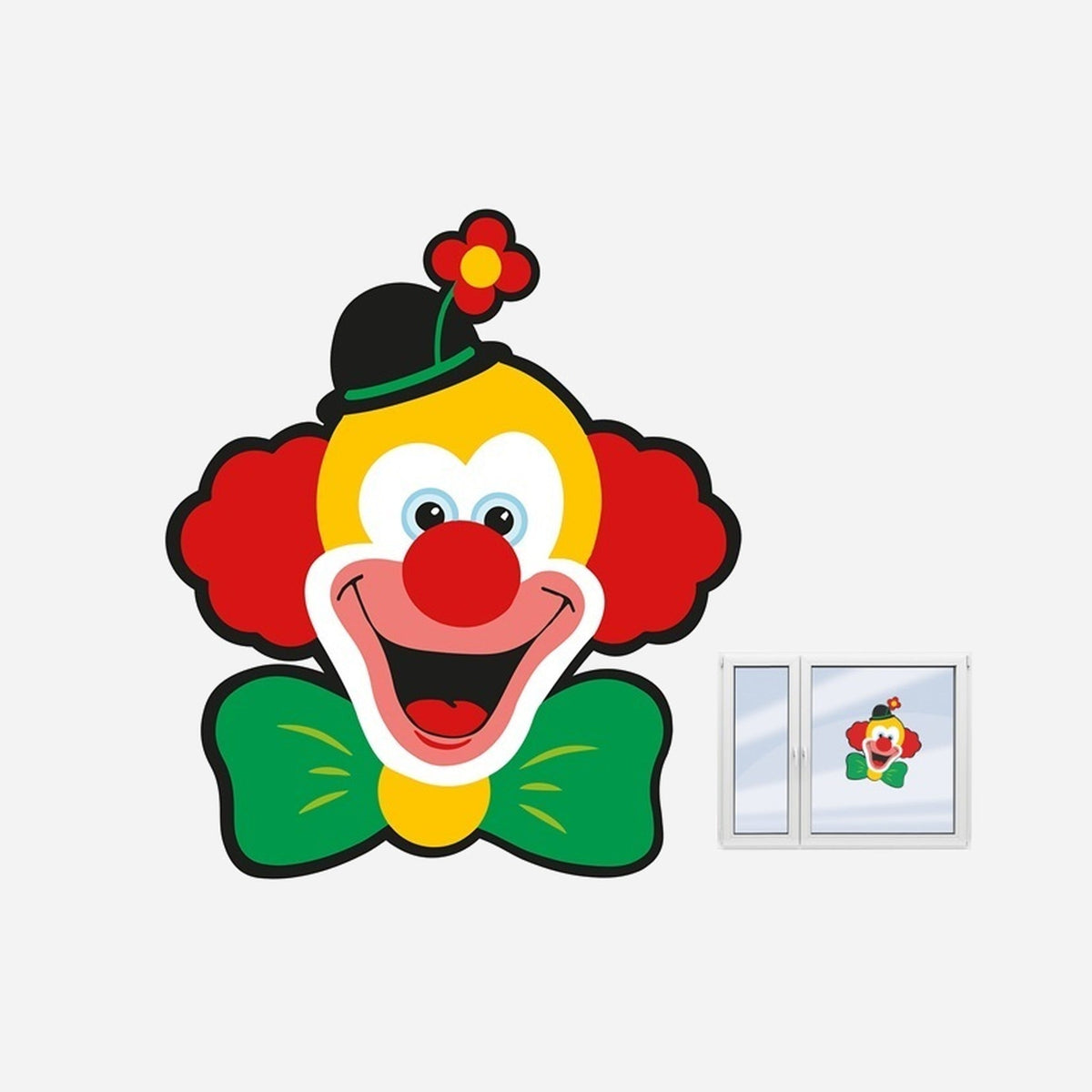 Décoration fenêtre clown électrostatique 50 × 43 cm