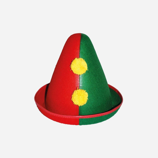 Chapeau de clown Pierrot rouge jaune vert adulte