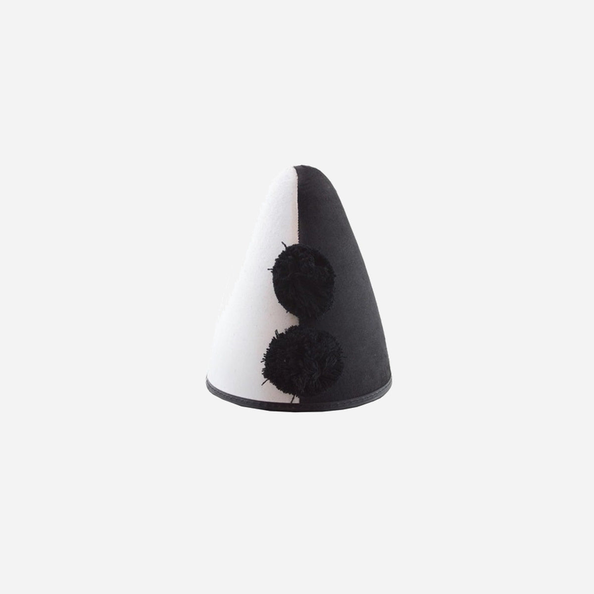 Chapeau de clown Pierrot noir blanc avec pompons