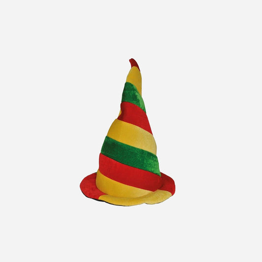 Chapeau de clown torsadé vert jaune rouge adulte