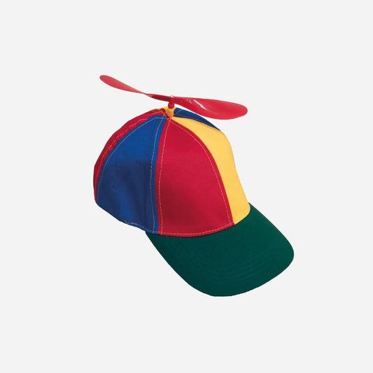 Casquette de clown vert rouge jaune à hélice fantaisie