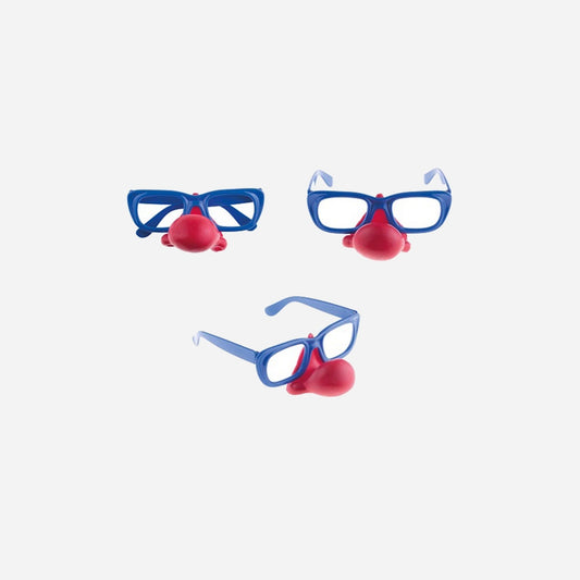 Lunettes de clown bleu avec nez rouge