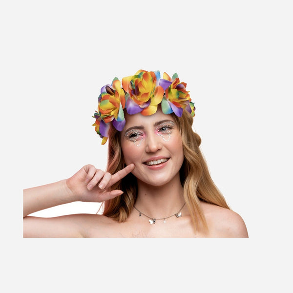 Bandeau avec roses multicolores rainbow